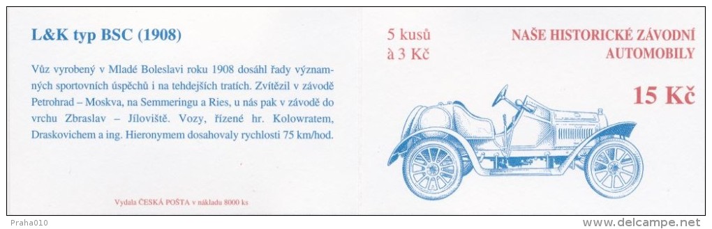 Czech Rep. / Stamps Booklet (1994) 0053-0054 ZS 1 (2 Pcs.) Czech Historic Racing Cars (I0151) - Unused Stamps