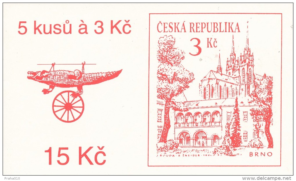 Czech Rep. / Stamps Booklet (1994) 0035 ZS 1 Brno City (architecture, Church, Coat Of Arms, Crocodile) (J3850) - Unused Stamps