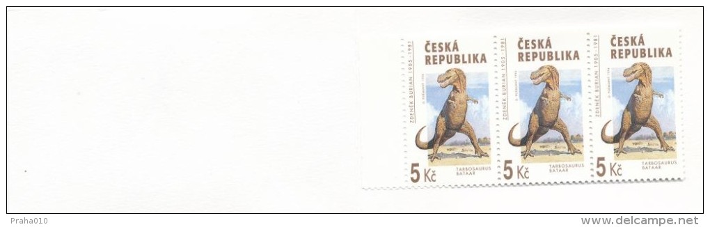 Czech Rep. / Stamps Booklet (1994) 0042-0044 ZS 1 (3 Pcs.) Zdenek Burian (1905-1981) Czech Painter: "Dinosaurs" (I0145) - Neufs