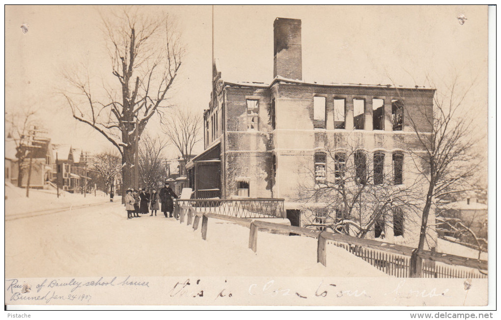 Real Photo RPPC B&W - Possibly Holland Vermont - Ruins ? Of School House Burned January 24 1907 - Animation - 2 Scans - Other & Unclassified