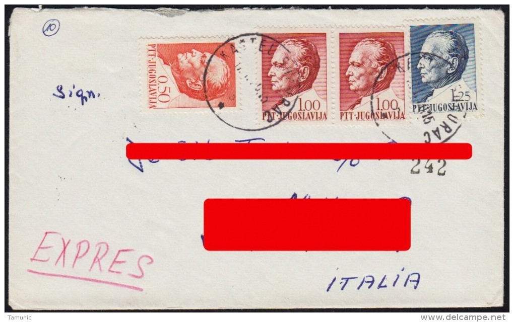 YUGOSLAVIA (CROATIA-ITALY) EXPRES No.242 LETTER COVER ENVELOPE WITH STAMPS J.B.TITO 1970 - Briefe U. Dokumente