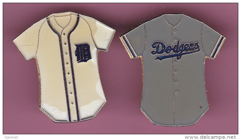 46240-lot De 2 Pin's .Base Ball.Detroit Tigers.Dodgers. - Honkbal