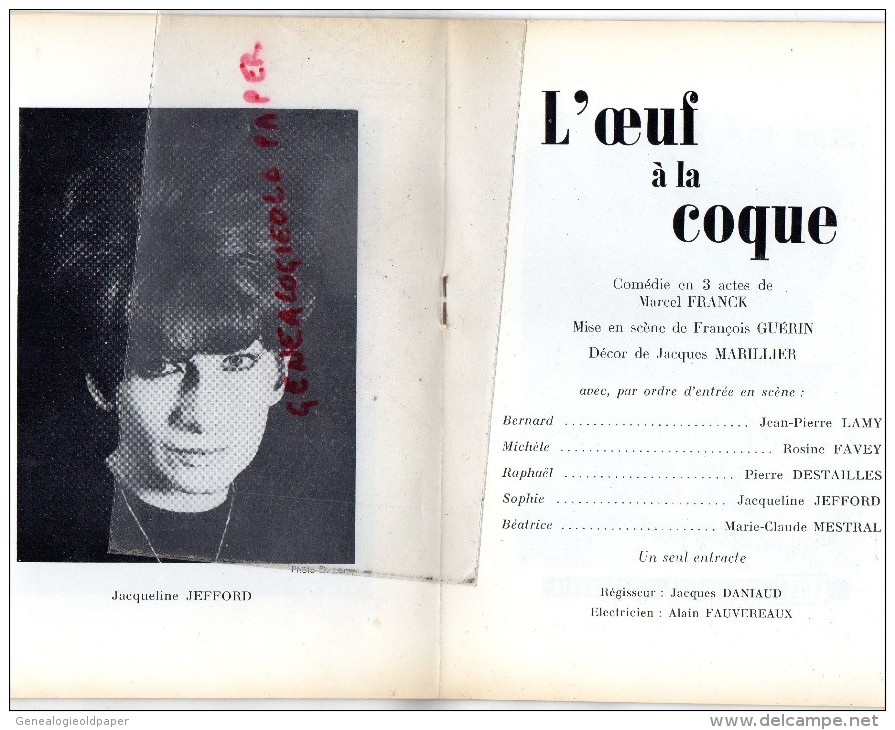 75- PARIS - THEATRE  MICHEL - SAISON 1966-67- L' OEUF A LA COQUE- MARCEL FRANCK- GUERIN-MARILLIER-LAMY-FAVEY-DESTAILLES- - Programmes