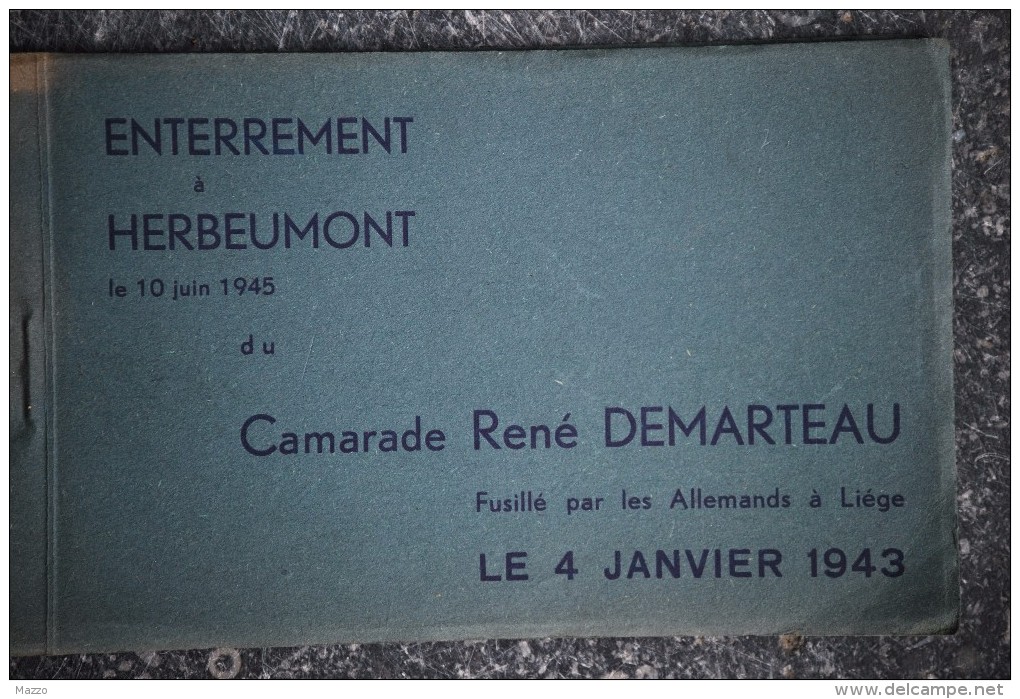 6130/ Enterrement à HERBEUMONT Du Camarade RenéDemarteau Fusillé Le 4 Janvier1943(carnet Complet 8 Cartes) - Herbeumont