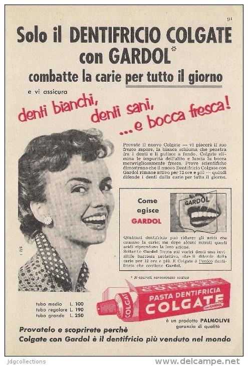 # TOOTHPASTE COLGATE PALMOLIVE 1950s Advert Pubblicità Publicitè Reklame Dentifricio Zahnpaste Oral Dental Healthcare - Medical & Dental Equipment