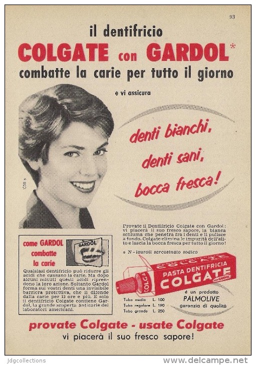 # TOOTHPASTE COLGATE PALMOLIVE 1950s Advert Pubblicità Publicitè Reklame Dentifricio Zahnpaste Oral Dental Healthcare - Medical & Dental Equipment