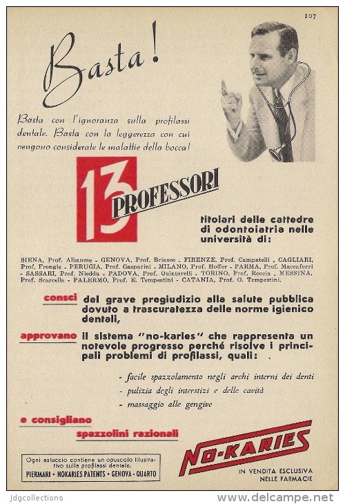 # DENTIFRICIO NO-KARIES GENOVA 1950s Advert Pubblicità Publicitè Reklame Toothpaste Zahnpaste Oral Dental Healthcare - Attrezzature Mediche E Dentistiche