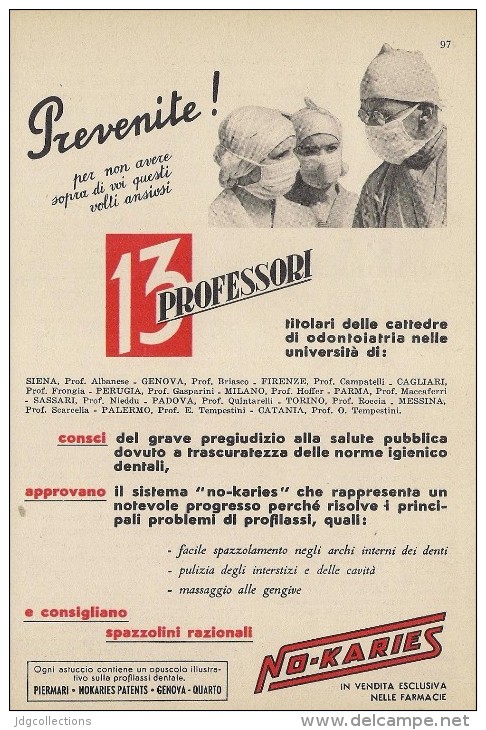 # DENTIFRICIO NO-KARIES GENOVA 1950s Advert Pubblicità Publicitè Reklame Toothpaste Zahnpaste Oral Dental Healthcare - Attrezzature Mediche E Dentistiche