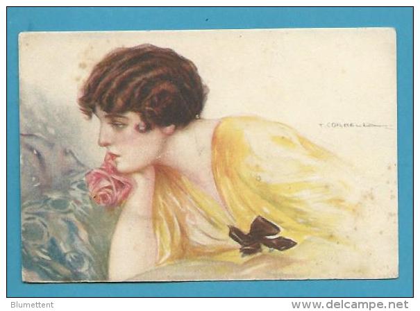 CPA 250-2 Art Nouveau Art Déco  Jeune Femme Pensive Rose Illustrateur CORBELLA - Corbella, T.