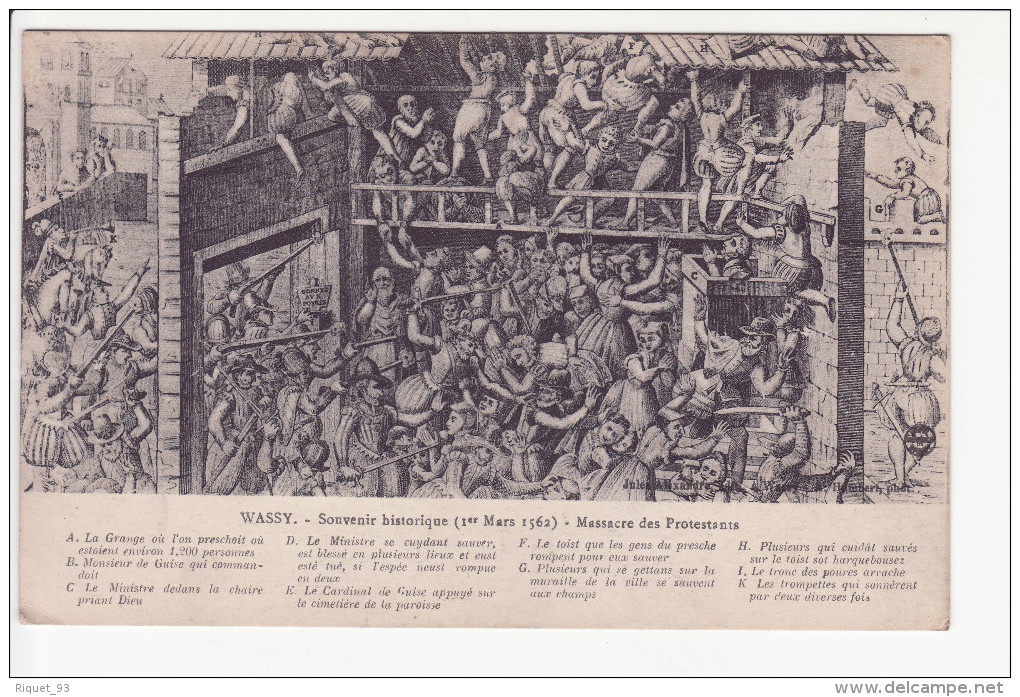 WASSY - Souvenir Historique (1er Mars 1562) - Massacre Des Protestant. - Wassy