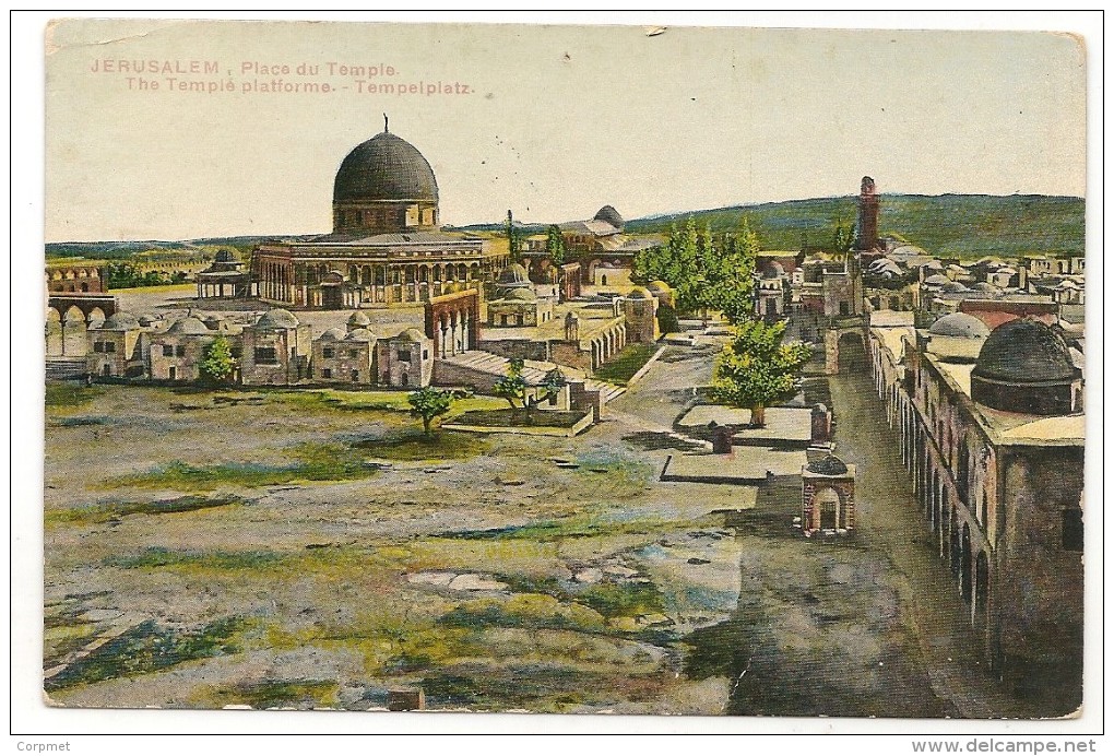 AUSTRIA OFFICES IN JERUSALEM - 1913 Vf POSTCARD - Place Du Temple -from JERUSALEM To FLOBECQ,  BELGIQUE- Yv 104 Seul St - Levant Autrichien