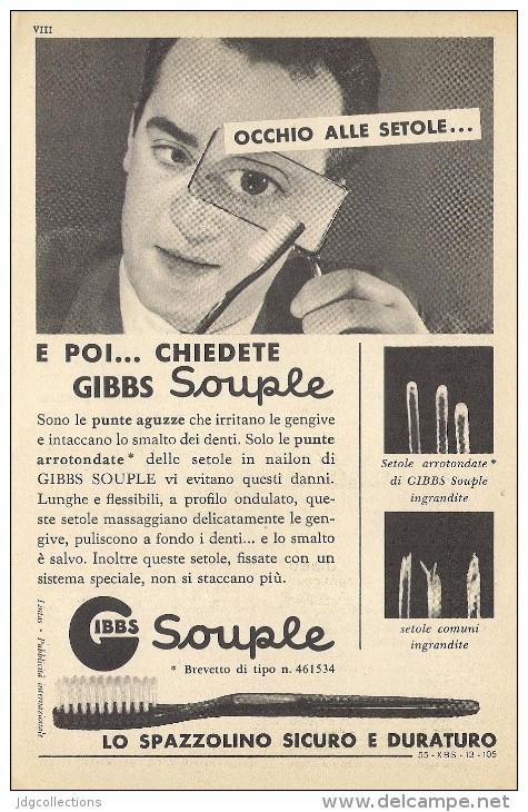 # SPAZZOLINO GIBBS SOUPLE 1950s Advert Pubblicità Publicitè Reklame Toothbrush Zahnburst Oral Dental Healthcare - Attrezzature Mediche E Dentistiche