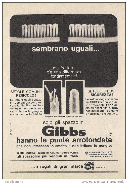 # SPAZZOLINO GIBBS SOUPLE 1960s Advert Pubblicità Publicitè Reklame Toothbrush Zahnburst Oral Dental Healthcare - Attrezzature Mediche E Dentistiche