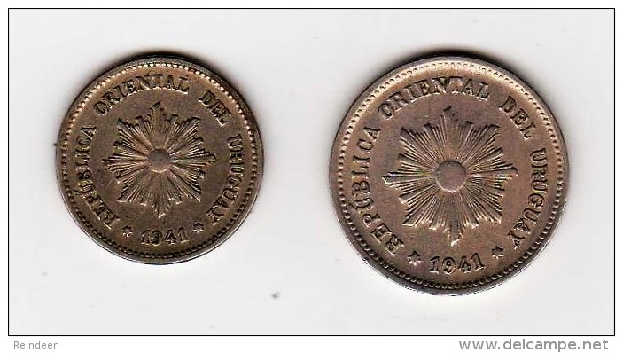 * URUGUAY Año 1941: 2 Monedas - Níquel - Uruguay