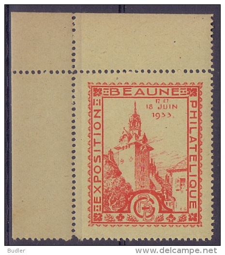 FRANCE:1933:Vignette/Cinderella – MNH:  ## BEAUNE: Exposition Philatélique ##: PHILATELY,ARCHITECTURE,HOSPICE De BEAUNE, - Esposizioni Filateliche