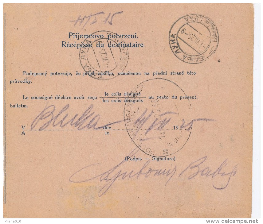 J3658 - Czechoslovakia (1925) Postal Parcel Dispatch Note: Zlin / Breclav / Wien 28 / Maribor 2 / Banja Luka - Ongebruikt