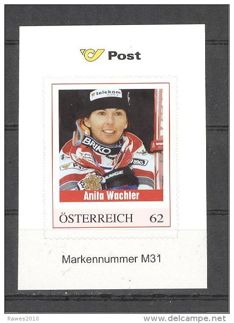 Österreich M31 Postfr. Anita Wachter Olympiasiegerin Ski Alpin Olympische Winterspiele 1988 - Personalisierte Briefmarken