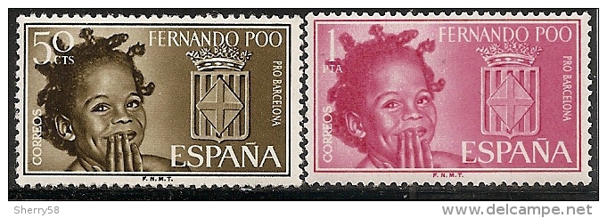 FERNANDO POO-1963-ED. 218 A 219 COMPLETA-AYUDA A BARCELONA-NUEVO SIN FIJASELLOS - Fernando Po