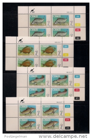 CISKEI, 1985, MNH Control Block Stamps, Coastal Angling, M 70-73 - Ciskei