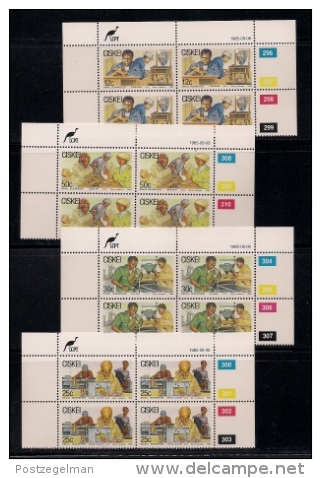 CISKEI, 1985, MNH Control Block Stamps, Small Industries,  M 79-82 - Ciskei