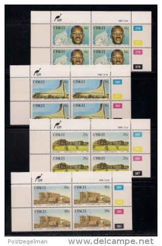CISKEI, 1986, MNH Control Block Stamps, 5 Year Independence,  M 106-109 - Ciskei