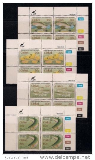 CISKEI, 1989, MNH Control Block Stamps, Trout Hatcheries,  M 153-156 - Ciskei