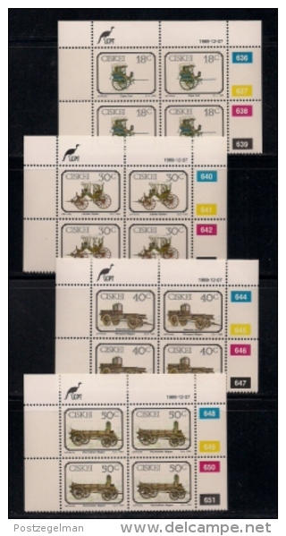 CISKEI, 1989, MNH Control Block Stamps, Animal Drawn Transport,  M 162-165 - Ciskei