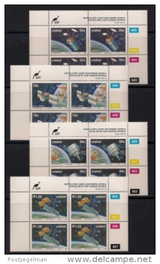 CISKEI, 1992, MNH Control Block Stamps, Satellites,  M 215-218 - Ciskei