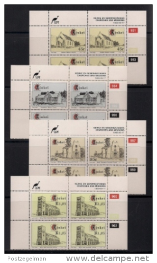 CISKEI, 1993, MNH Control Block Stamps, Churches And Missions,  M 238-241 - Ciskei