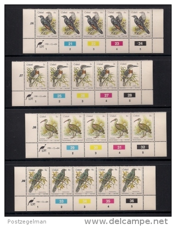 CISKEI, 1981, MNH Control Strips Stamps, Definitives Birds ,  M 5-21 - Ciskei