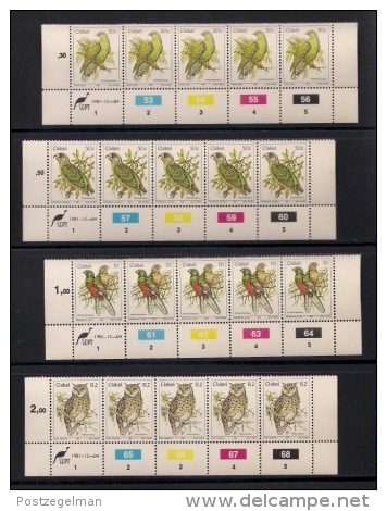 CISKEI, 1981, MNH Control Strips Stamps, Definitives Birds ,  M 5-21 - Ciskei