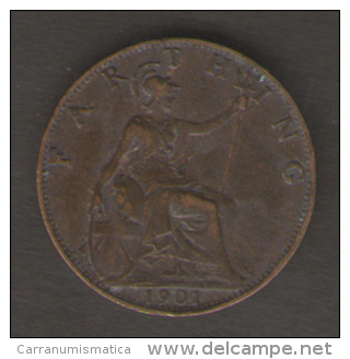 GREAT BRITAIN / GRAN BRETAGNA - QUEEN VICTORIA -  1 FARTHING ( 1901 ) - B. 1 Farthing