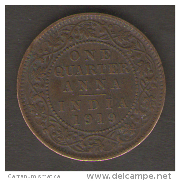 GRAN BRETAGNA INDIA 1 QUARTER ANNA 1919 - Colonias