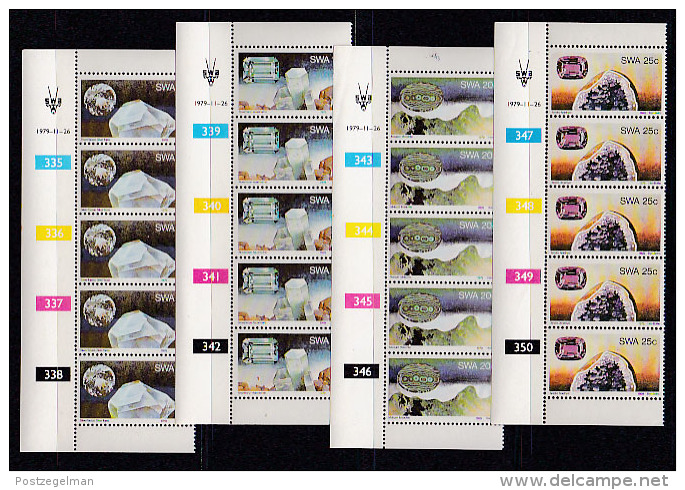 SOUTH WEST AFRICA, 1979, MNH Control Strips, Minerals, M 462-465 - South West Africa (1923-1990)
