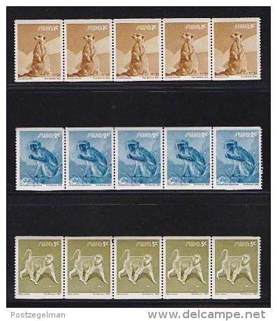 SOUTH WEST AFRICA, 1980, MNH Control Strips, Animal Coils, M 493-495 - South West Africa (1923-1990)