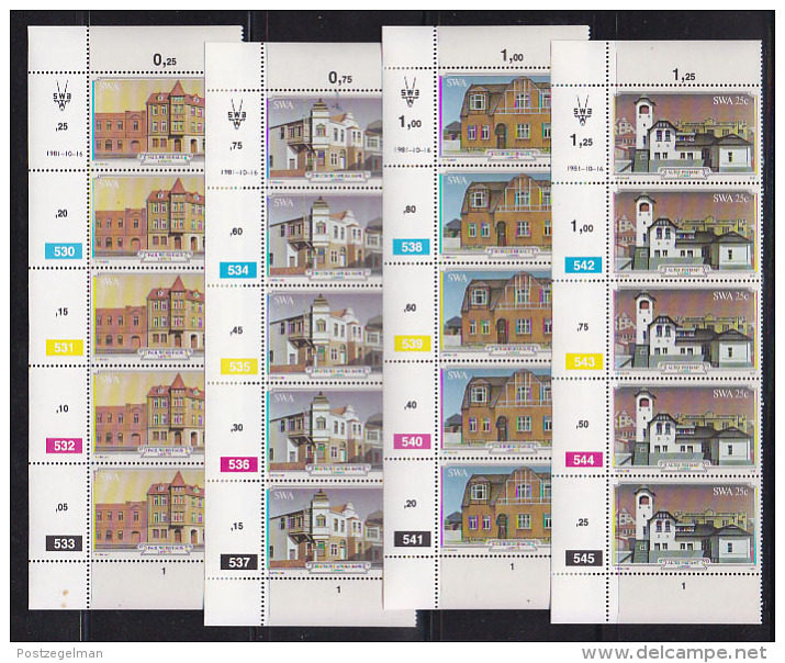 SOUTH WEST AFRICA, 1981, MNH Control Strips, Salt Industries, M 512-515 - South West Africa (1923-1990)