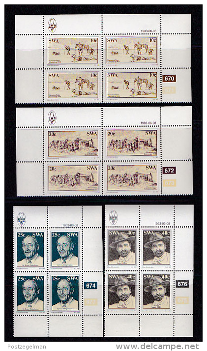 SOUTH WEST AFRICA, 1983, MNH Control Blocks, Diamonds, M 537-540 - South West Africa (1923-1990)