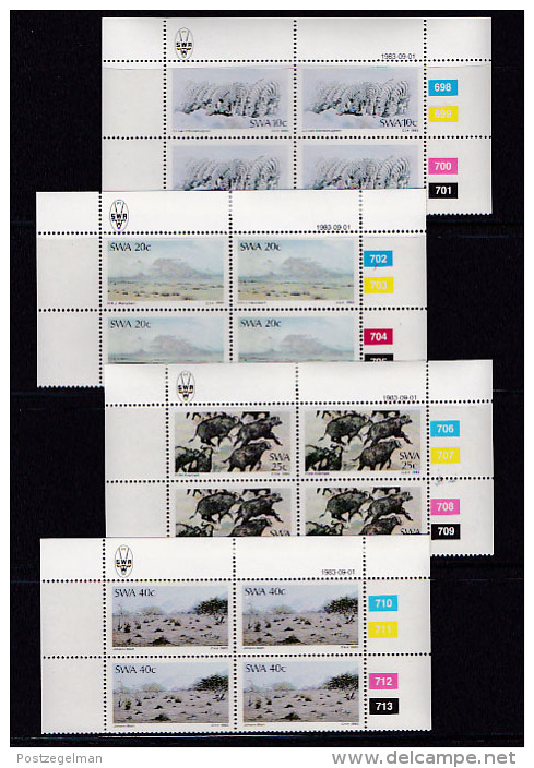 SOUTH WEST AFRICA, 1983, MNH Control Blocks, Paintings, M 541-544 - South West Africa (1923-1990)