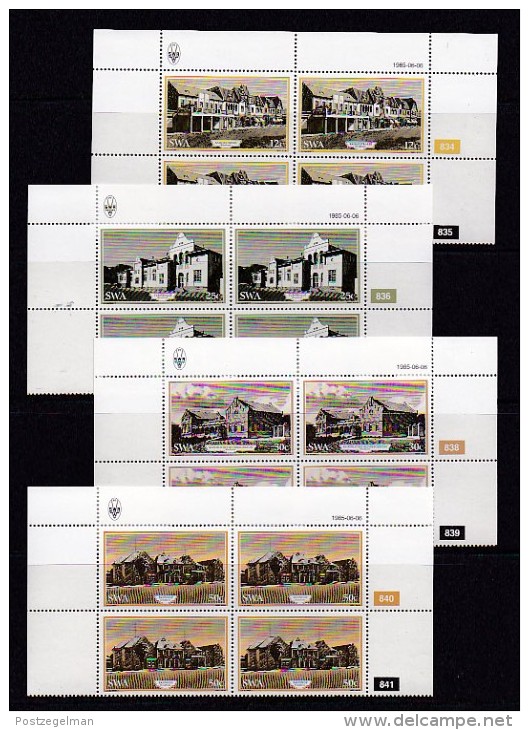 SOUTH WEST AFRICA, 1985, MNH Control Blocks, Buildings Windhoek, M 571-574 - South West Africa (1923-1990)