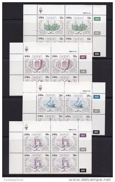 SOUTH WEST AFRICA, 1986, MNH Control Blocks, Diego Cao, M 583-586 - South West Africa (1923-1990)