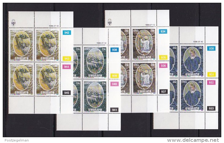 SOUTH WEST AFRICA, 1986, MNH Control Blocks, Wool, M 592-595 - South West Africa (1923-1990)