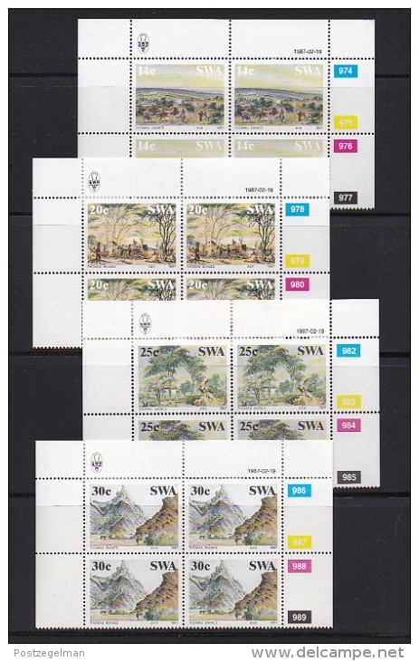 SOUTH WEST AFRICA, 1987, MNH Control Blocks, Thomas Bains, M 600-603 - South West Africa (1923-1990)