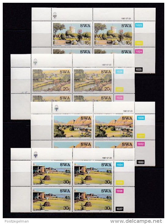 SOUTH WEST AFRICA, 1987, MNH Control Blocks, Tourism, M 609-612 - South West Africa (1923-1990)
