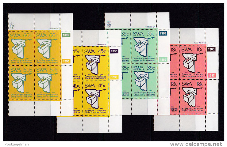 SOUTH WEST AFRICA, 1989, MNH Control Blocks, Elections, M 645-648 - South West Africa (1923-1990)