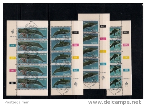 SOUTH WEST AFRICA, 1980, CTO Control Strips, Whales, M 466-471 - África Del Sudoeste (1923-1990)