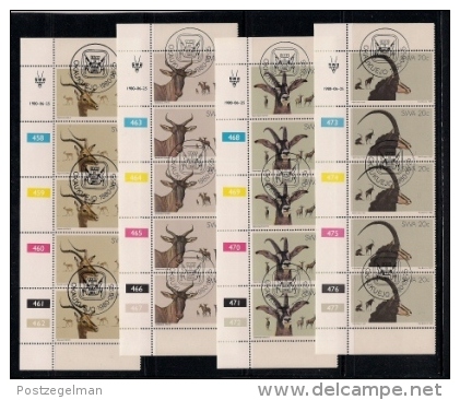 SOUTH WEST AFRICA, 1980, CTO Control Strips, Nature Conservation Animals M 472-475 - South West Africa (1923-1990)