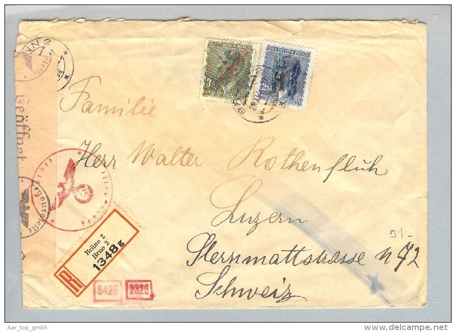 Böhmen + Mähren Brünn 1944-11-28 Zensurbrief > CH - Lettres & Documents