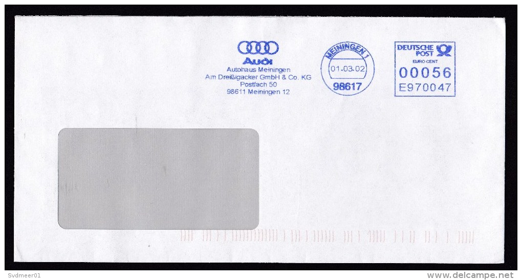 Germany: Cover, 2002, Meter Cancel, Audi, Car Logo, Cars, Automobile, Transport (traces Of Use) - Brieven En Documenten
