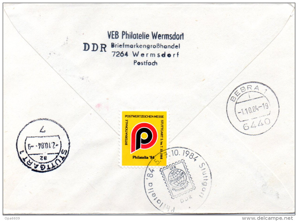 (L) DDR Privatganzs.-Umschlag  PU U01/002-b "Burgen Und Schlösser M. ZD Zur Philatelia" TSt 28.9.84 WERMSDORF - Privé Briefomslagen - Gebruikt