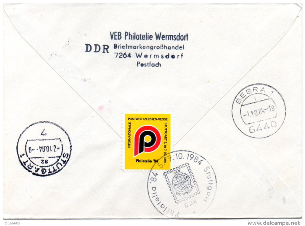 (L) DDR Privatganzs.-Umschlag  PU U01/002-b "Burgen Und Schlösser M. ZD Zur Philatelia" TSt 28.9.84 WERMSDORF - Private Covers - Used